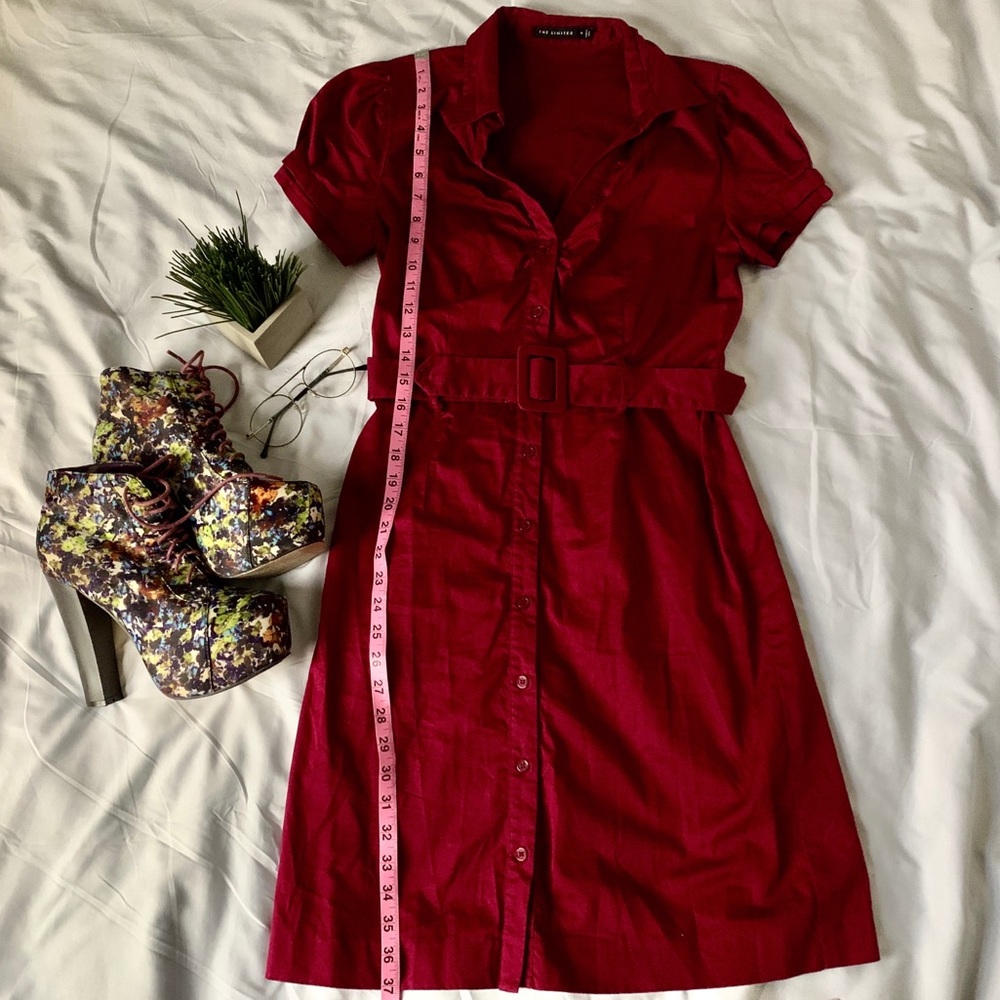 Red belted dress